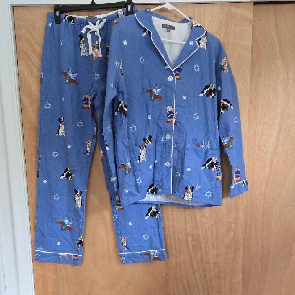 Nordstrom Blue Hanukkah Dogs & Cats Print Pajama Set